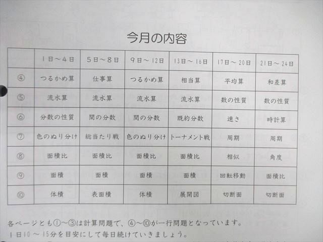 WK02-091 SAPIX 小6 サピックス 算数 基礎力トレーニング 【計11回分】 2023 35M2D