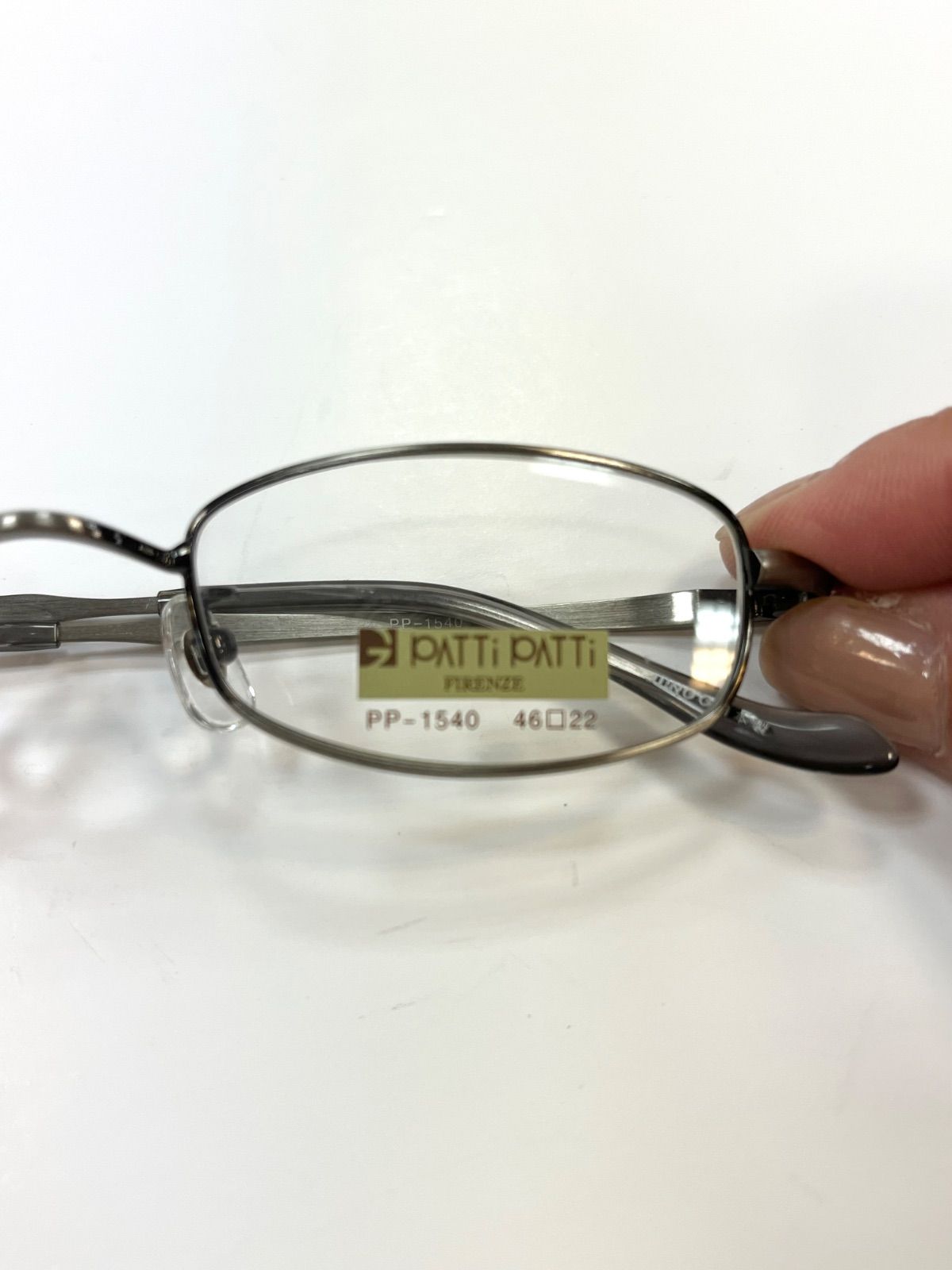 パトリシア グッチ チタン メガネフレーム メタリックシルバー PATI PATI 店舗ストック 小さめメガネ 小顔メガネ 鼻メガネ メンズメガネ レディースメガネ メガネフレーム チタンフレーム