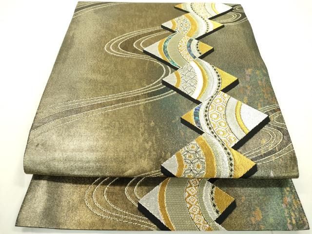 平和屋着物▽六通柄袋帯 螺鈿 草花文 金彩 引箔 正絹 逸品 DAAT5066sf
