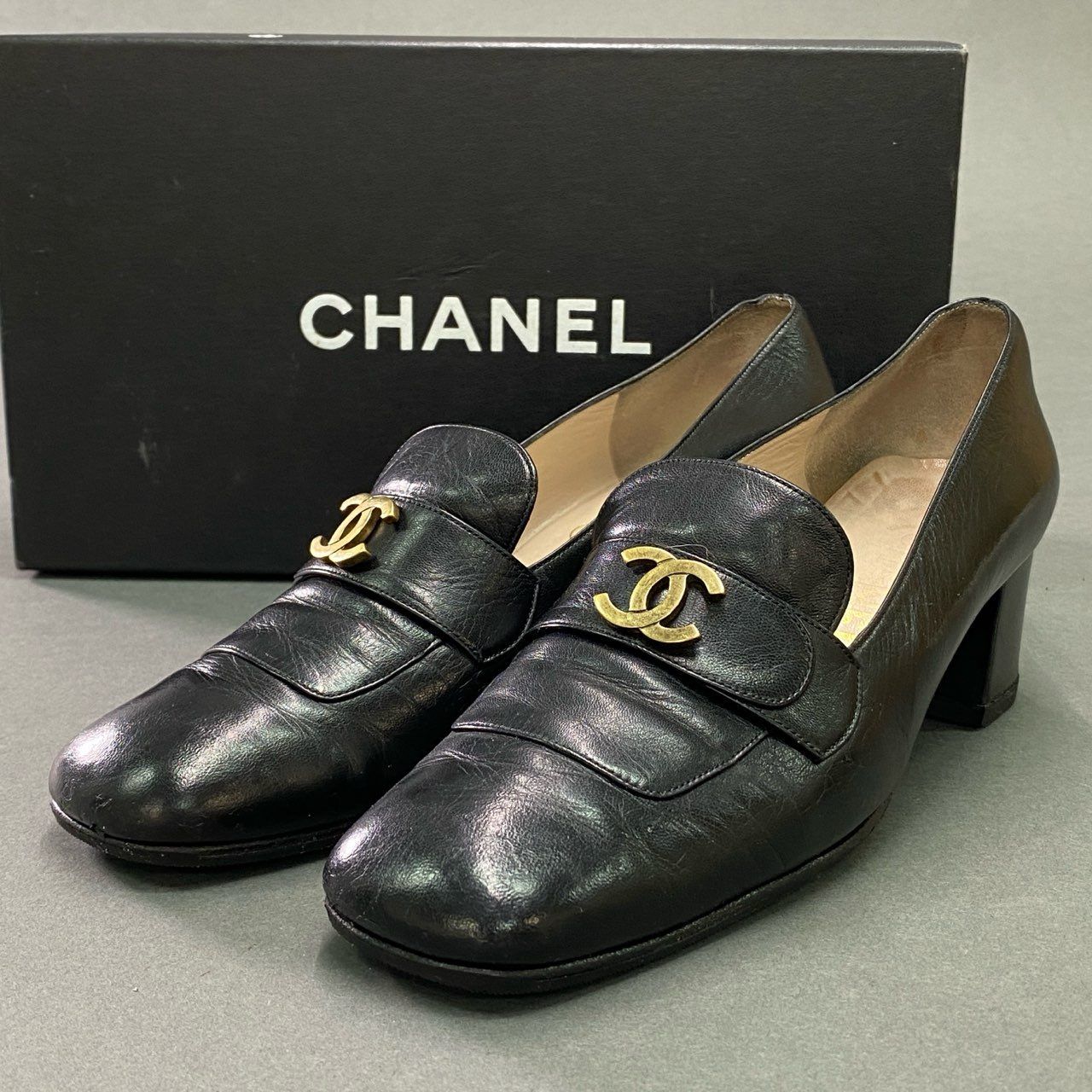 6c19 CHANEL シャネル ヴィンテージ ココマーク ローファー 36 1/2