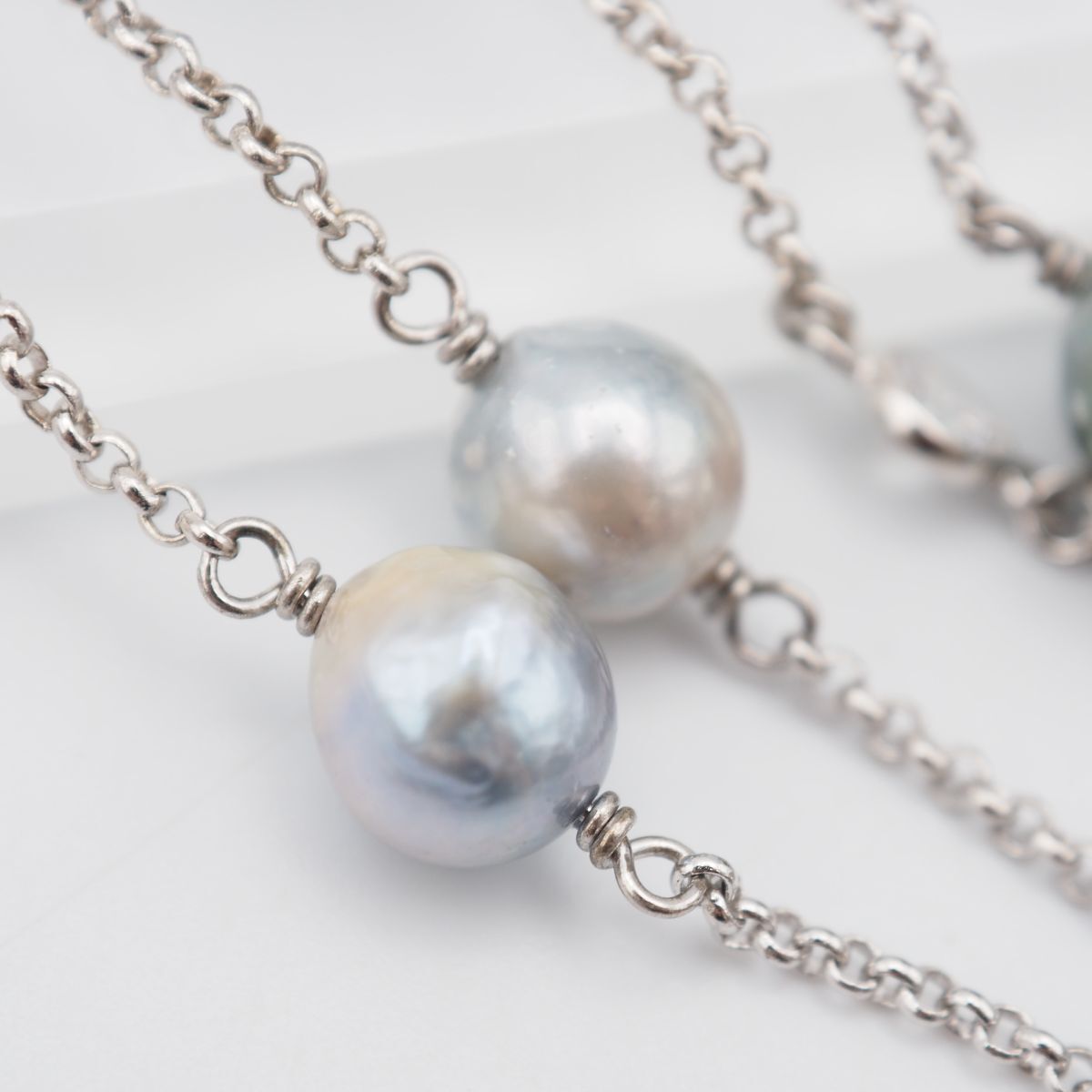 淡水パール　バロックパール　ネックレス　STERLING SILVER 刻印入り 極美品 ブラック淡水パール ネックレス SILVER刻印 6〜7mm 約