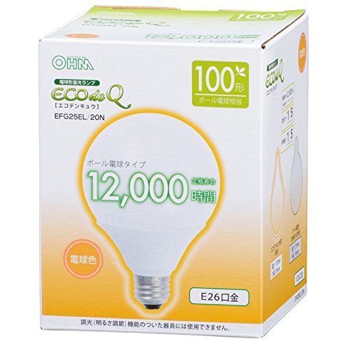 オーム電機 電球形蛍光灯 エコデンキュウ G形 E26 100形相当 電球色 [品番]06-0265 EFG25EL/20N [1個入]