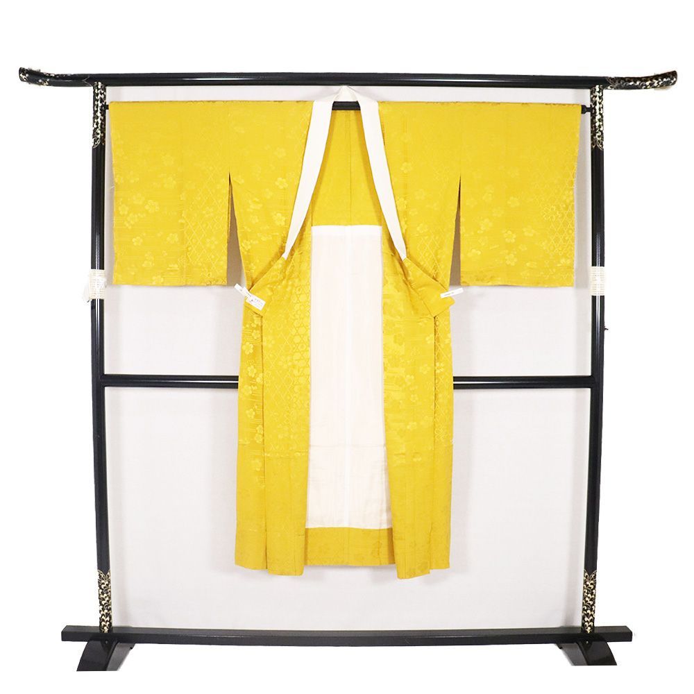 訪問着用 長襦袢 単衣 袖無双 正絹 黄土色 桜 梅 Mサイズ A5259 ♥品 レディース シルク ギフト フォーマル 送料込み