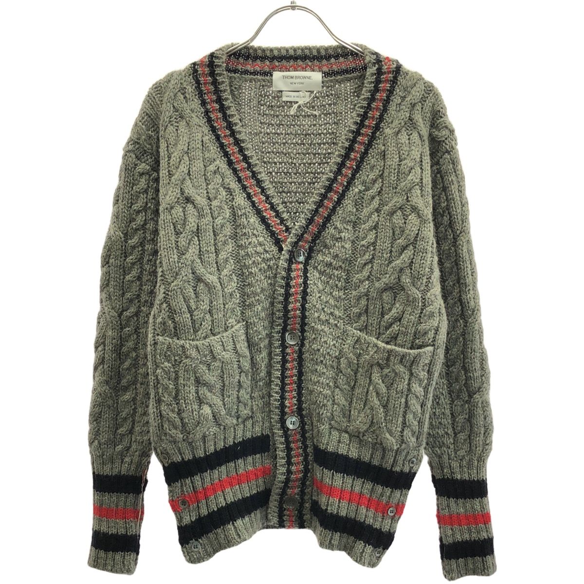 THOM BROWNE トム ブラウン ケーブル編みVネックカーディガン