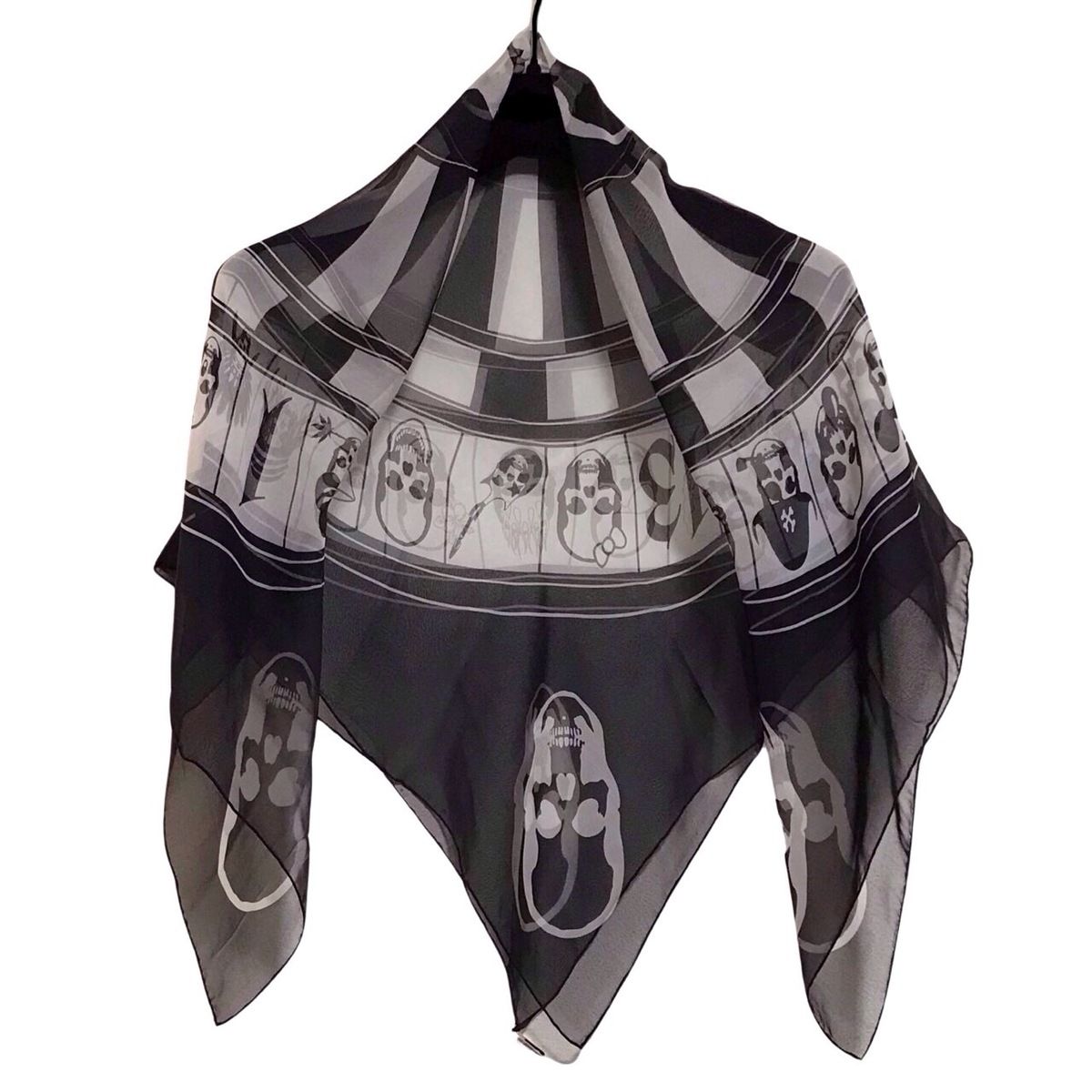 lucien pellat-finet(ルシアンペラフィネ) スカーフ美品 - 黒×ライト