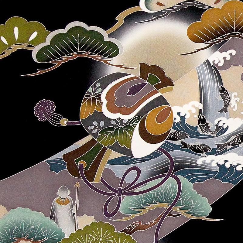 新品正絹祝着京友禅高級手描き染、豪華ボカシ、刺繍入、特選大熨斗宝尽し松竹梅古典文 新品正絹祝着京友禅高級手描き染、豪華ボカシ、本金入、特選大鷹兜大熨斗宝尽し古典文 新品正絹祝着京友禅高級手描き染、豪華ボカシ、本金入、特選大鷹兜