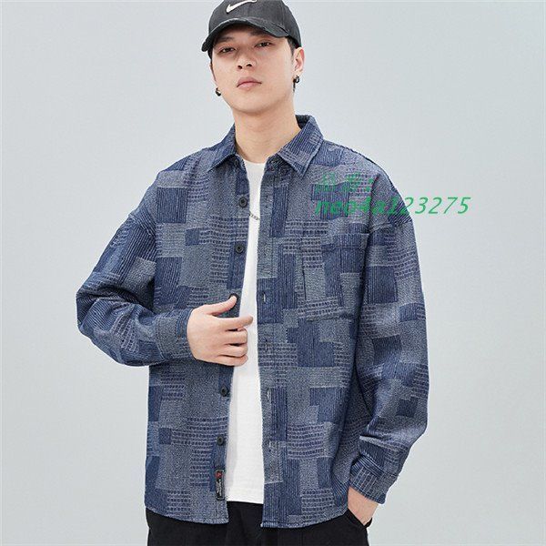 シャツ メンズ デニムシャツ 長袖シャツ ボタンダウンシャツ トップス かっこいい シンプル 長袖シャツ 春夏秋 ゆったり 無地シャツ