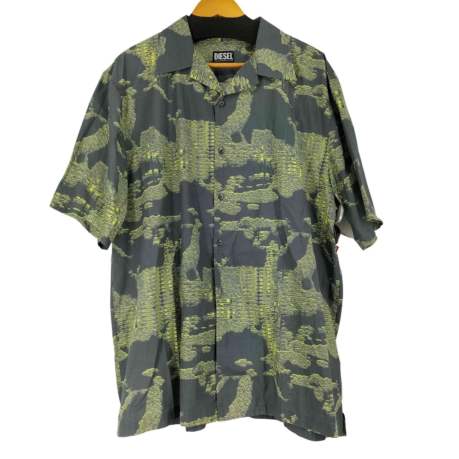 ディーゼル DIESEL S-FRANK-A 総柄オープンカラー S/S シャツ メンズ EUR：52 