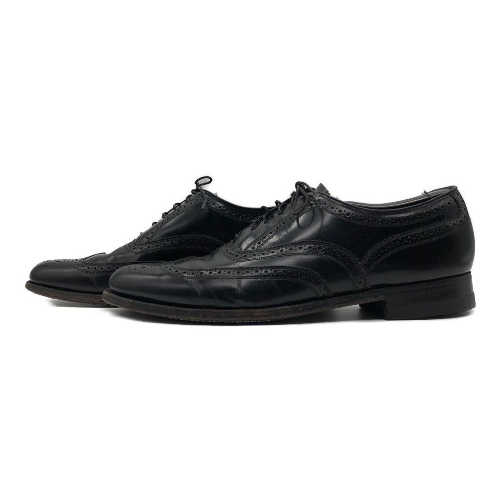 70年代 FLORSHEIM フローシャイム ウィングチップ レザーシューズ ブラック (メンズ 9 1/2 D) 中古 古着 KA0701 70年代 FLORSHEIM フローシャイム ウィングチップ レザーシューズ