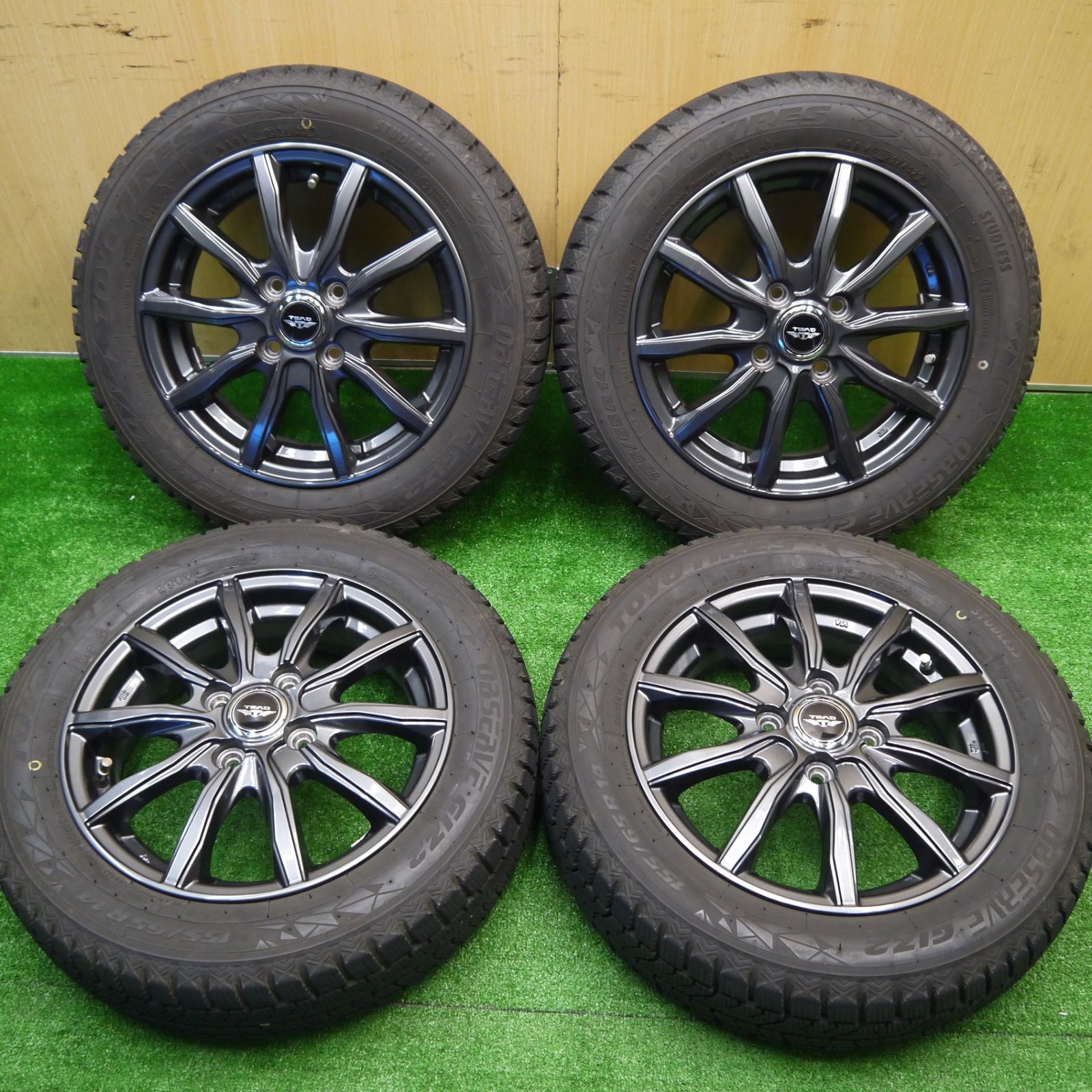 バリ溝 23年 キレイ 9.5分 スタッドレス 155|65R14 トーヨー オブザーブ GIZ2 TEAD テッド 14インチ PCD100|4H 5101501Hス