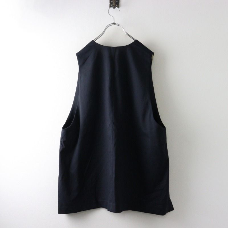 ミズイロインド mizuiro ind deep V neck wide vest ディープ Vネック ワイド ベスト ネイビー 羽織り ジレ
