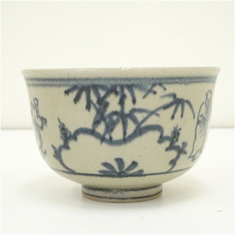 膳所焼 岩崎新定造 安南写七賢人絵茶碗（共箱） 茶道 抹茶 おしゃれ