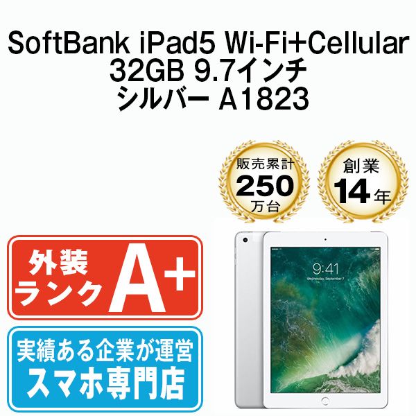 中古】 iPad 第5世代 32GB ほぼ新品 Wi-Fi+Cellular シルバー A1823 10