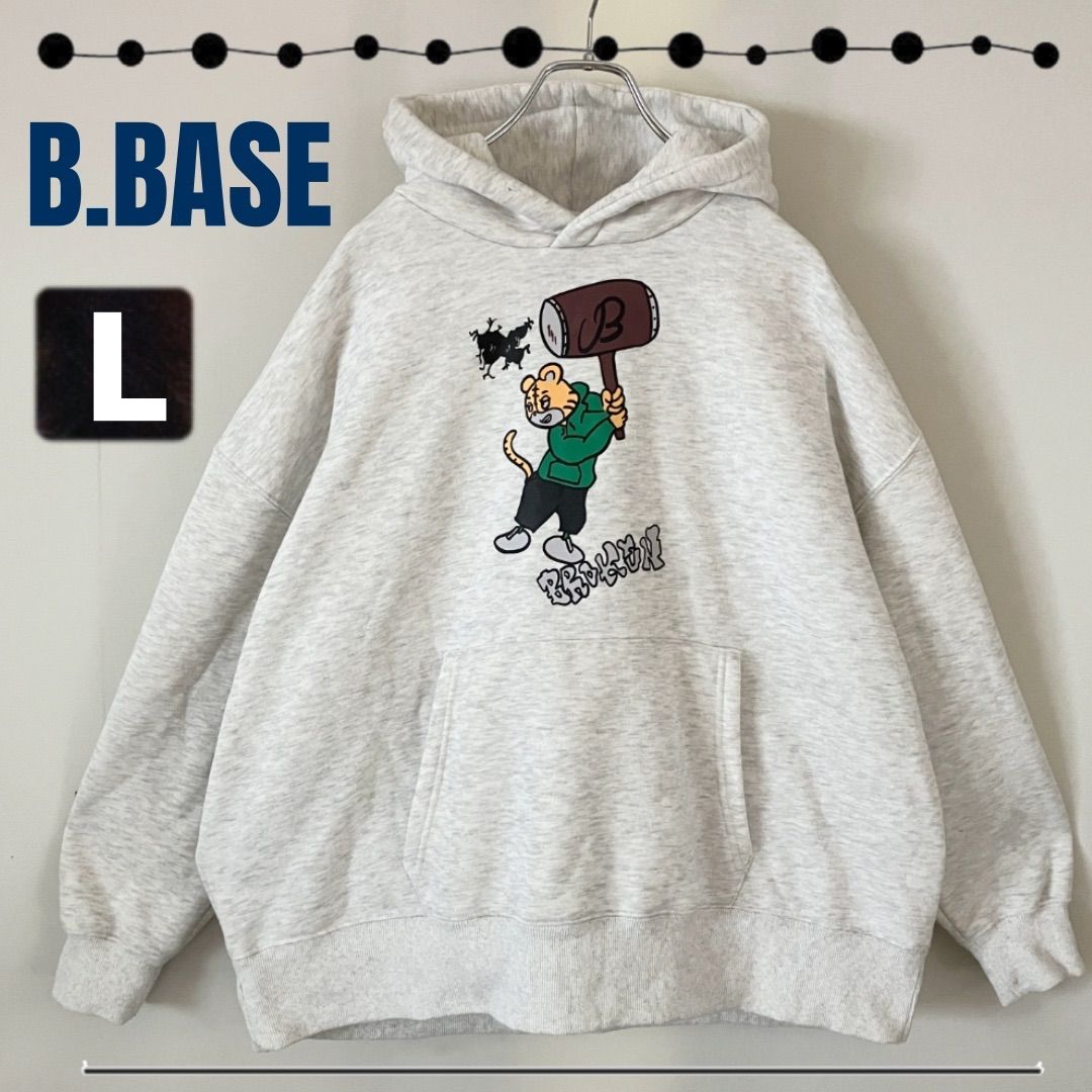 BROKEN BASE/ブロークンベース/B.Base裏地フリース/スウェットパーカーハンマーオーバーサイズ/ドロップショルダーメンズL  #2501J094