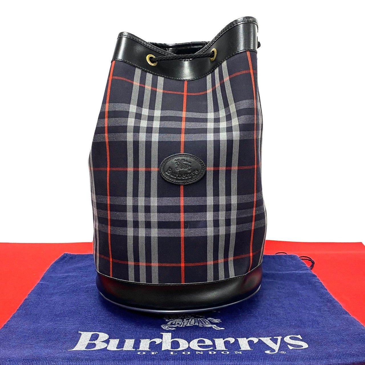 ほぼ未使用 Burberrys バーバリーズ ヴィンテージ ノバチェック レザー キャンバス 巾着 ショルダーバッグ ボディバッグ ブラック  78329 - メルカリ