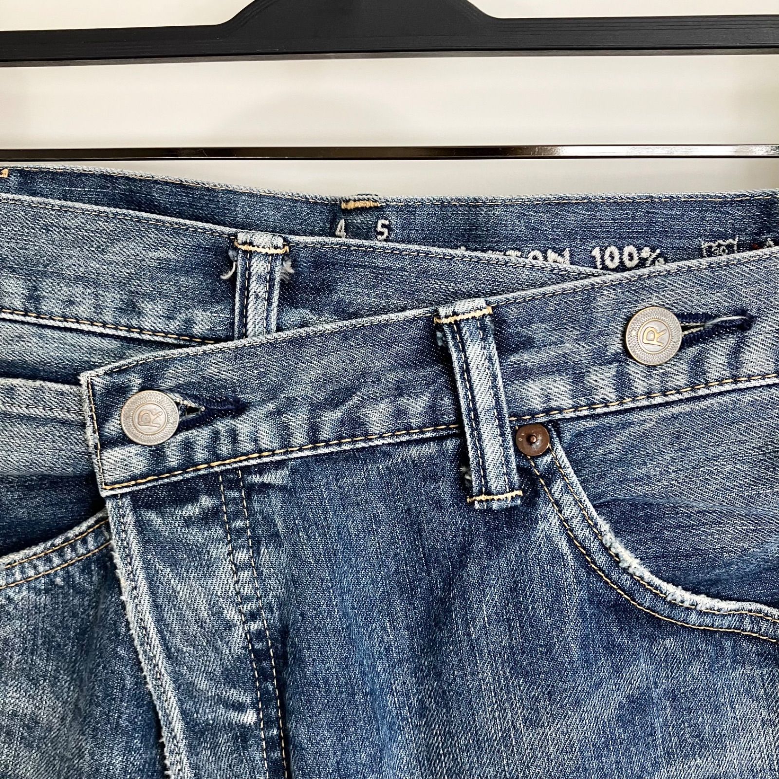 45R ライ麦デニムのクロスオーバーパンツ（重） デニムパンツ 34  