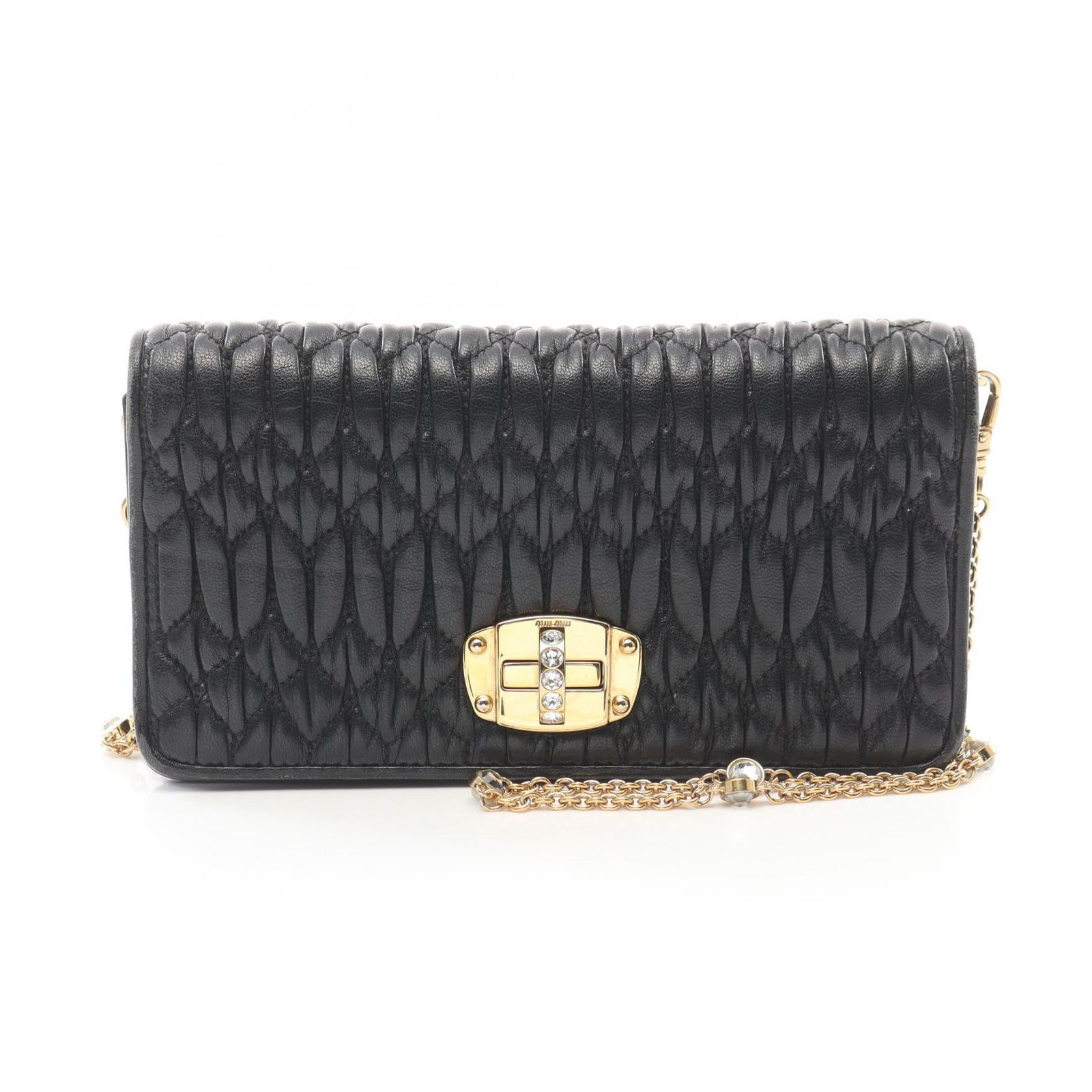 miu miu キルティング長財布 黒 ミュウミュウ 二つ折り財布 ナッパ