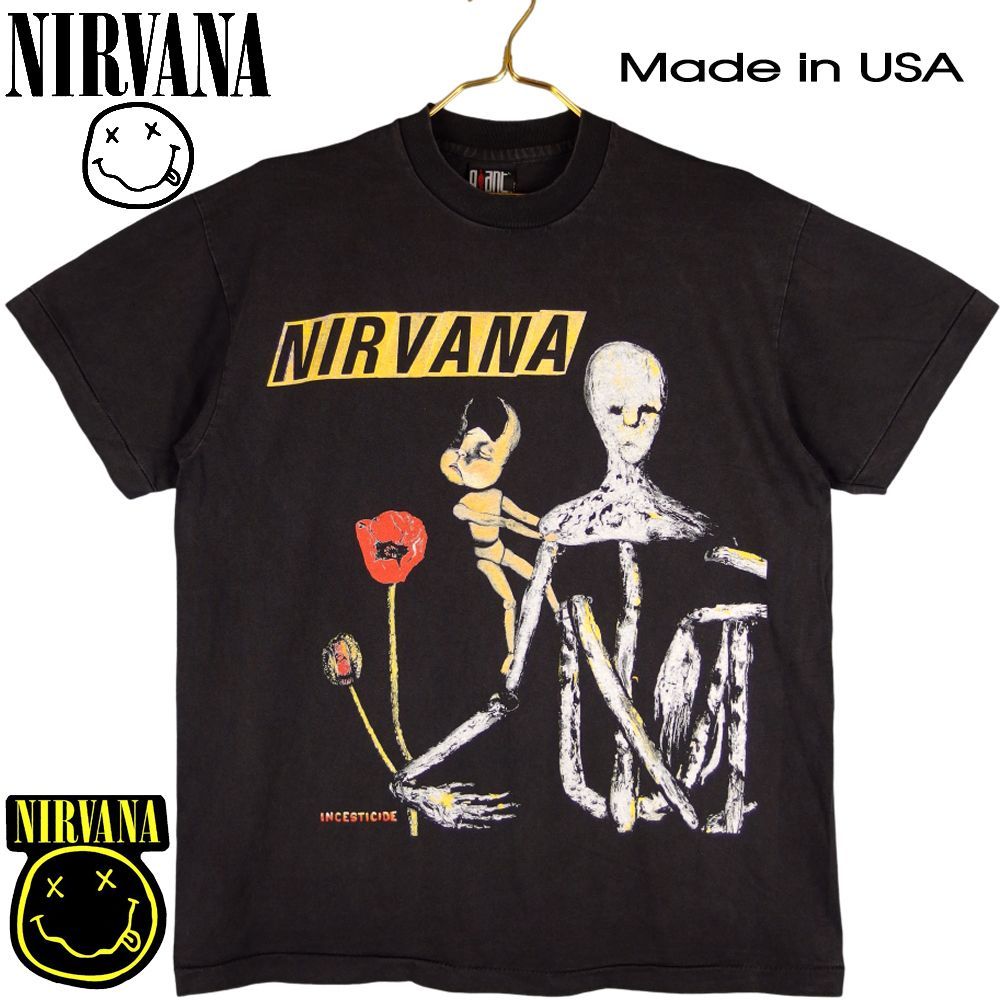 172 NIRVANA ニルヴァーナ Tシャツ 美品 USA製 ブラック Lサイズ ニルバーナ INCESTICIDE バンドT ロックバンド ロックT  半袖 メンズ レディース パンク バンT フェス ミュージックT レア 希少 スカル ペアルック 誕生日 - メルカリ