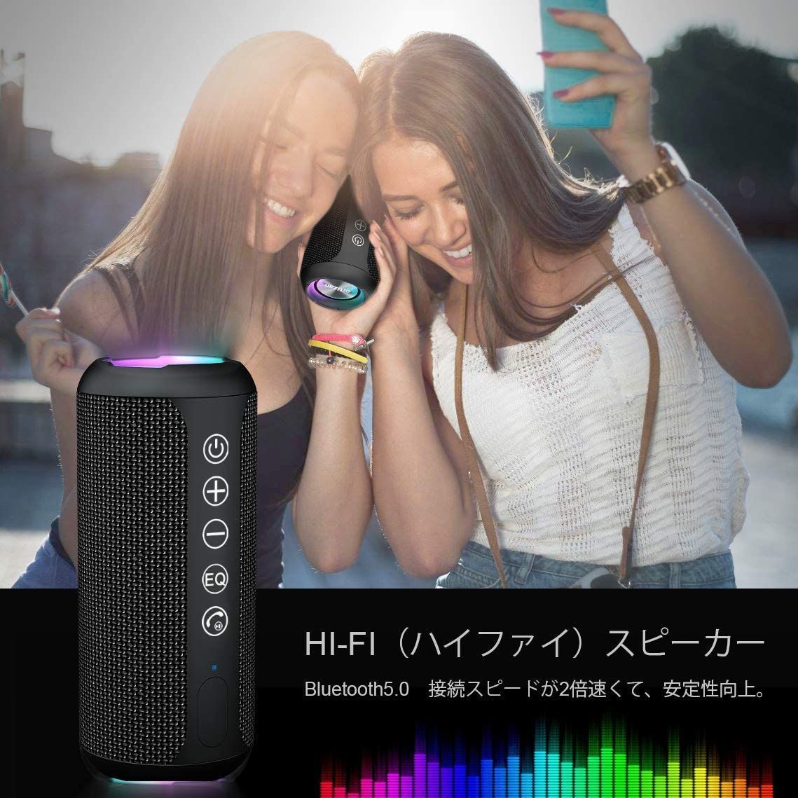 Ortizan Bluetooth スピーカー 防水IPX7でワイヤレス 30時間連続再生