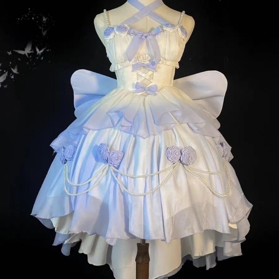 ロリータワンピース 華ロリ ティアード コスプレ衣装 ゴシック 仮装 エレガント ロリータワンピース 華ロリ ティアード コスプレ衣装 ゴシック