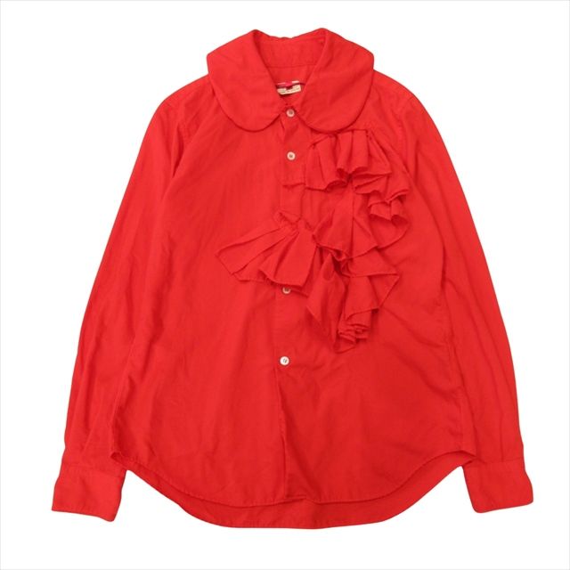 COMME des GARCONS / AD2018/丸襟/フリル/長袖シャツ/S/--/RED/GB-B006 18ss コムデギャルソン COMME des GARCONS フリル ラウンドカラー