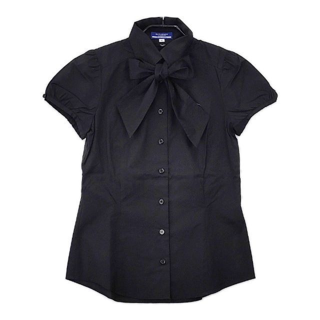 BURBERRY BLUE LABEL ボウタイ付き 半袖 ボタンダウン ブラウス