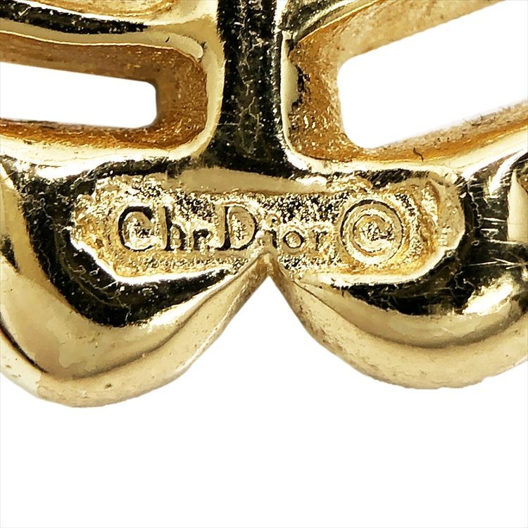 Christian Dior ゴールド ブローチ　旧ロゴ　ヴィンテージ 極美品】クリスチャンディオールGP旧ロゴ エンブレム ゴールド
