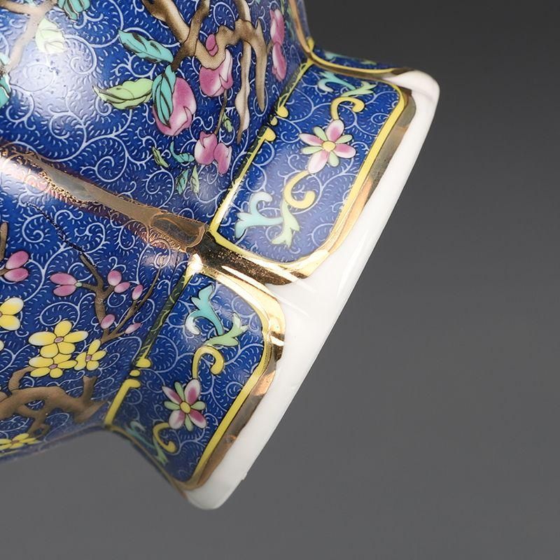乾隆磁器琺瑯彩花果紋花口瓶 景徳鎮 陶磁器 装飾品 現代工芸品
