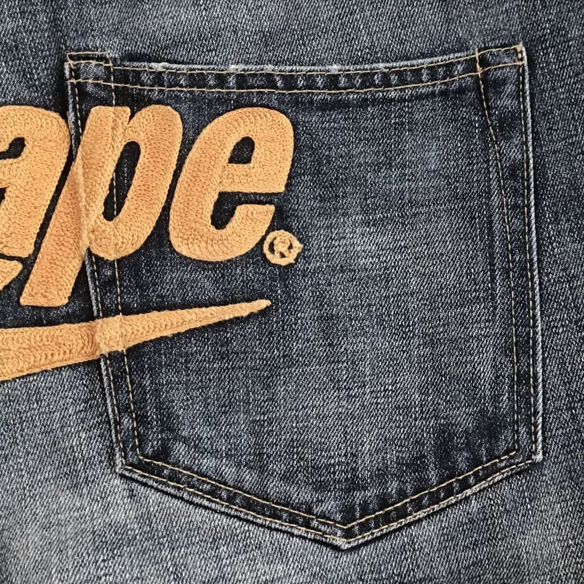 BAPE STA LOGO 刺繍 デニム パンツ Mサイズ a bathing ape star denim
