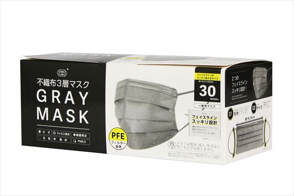 まとめ買い-60点セット ＰＦＥ９９％カットフィルターアッシュグレーマスク ３０枚入 富士 マスク