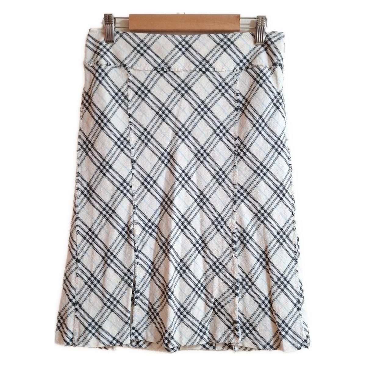 Burberry Blue Label バーバリーブルーレーベル スカート サイズ38 M レディース - アイボリー×黒 ひざ丈|チェック柄