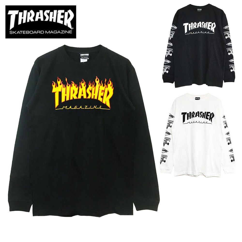 THRASHER スラッシャー 迷彩ロゴ プリント ロンT 長袖 Tシャツ L