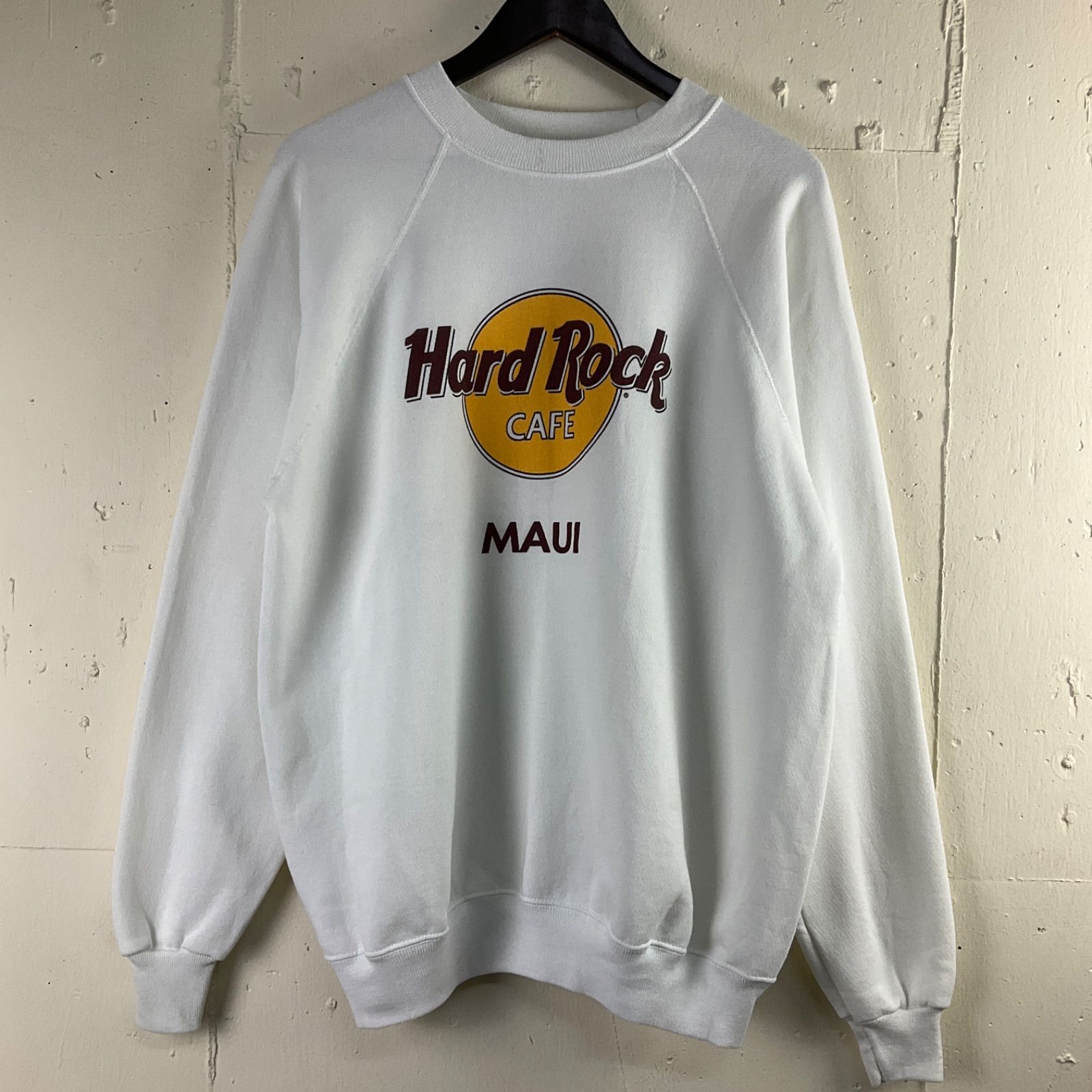 M 80s HARD ROCK HANES スウェット トレーナー 白 USA製メンズ