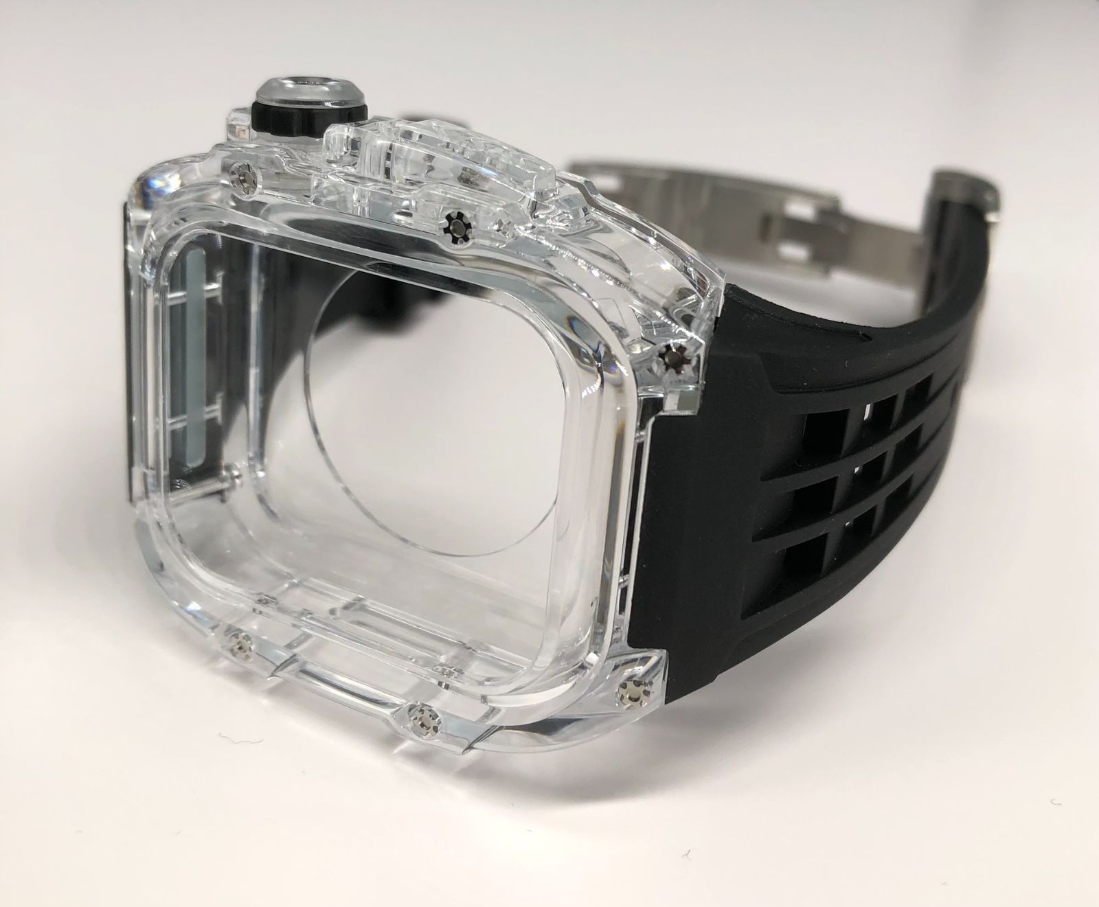  GimelZayin ブラック アップルウォッチ ラバーベルト カバー クリア ケース 44 mm 45 4 5 6 7 8 se スポーツ メンズ レディース Apple Watch バンド バンド ベルト Apple Watchアクセサリー