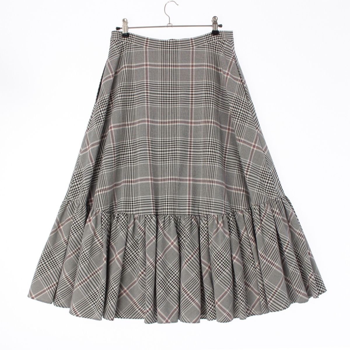 フォクシー ニューヨーク 21年 カレン チェック フ スカート 41954 ブラック ベージュ系 レッド 40