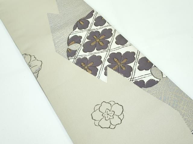 平和屋着物 上 京都の老舗呉服メーカー ODASHO 小田章 半幅帯 雪輪花文 金糸 利休茶色地 CZAA3471s5