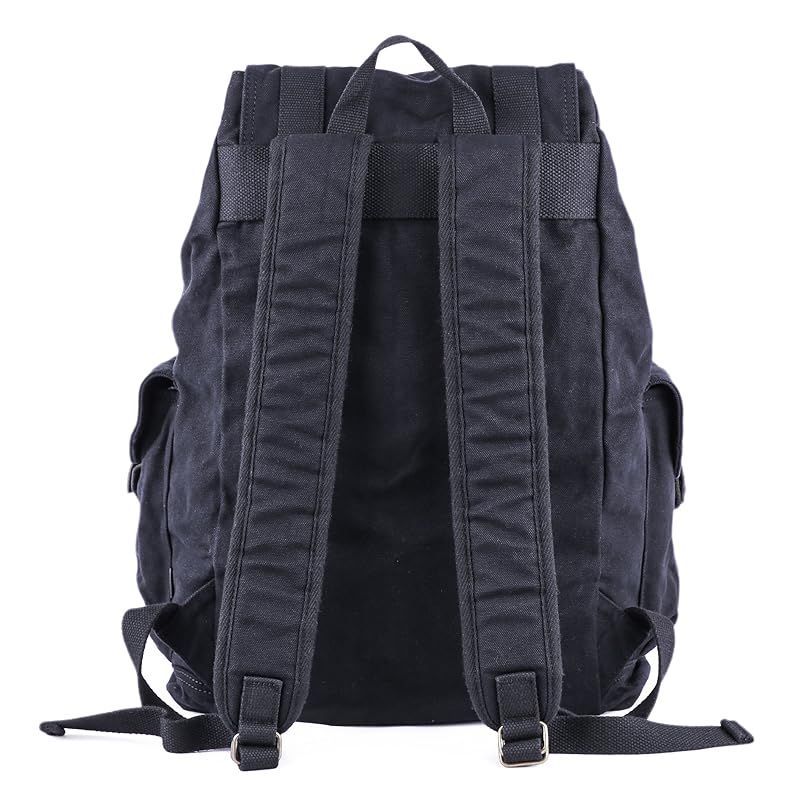 Gootium 特別に制作した高密度帆布リュックサック 大容量クラシック風バックパック、男女兼用 S ブラック Gootium 特別に制作した高密度帆布リュックサック 大容量クラシック風