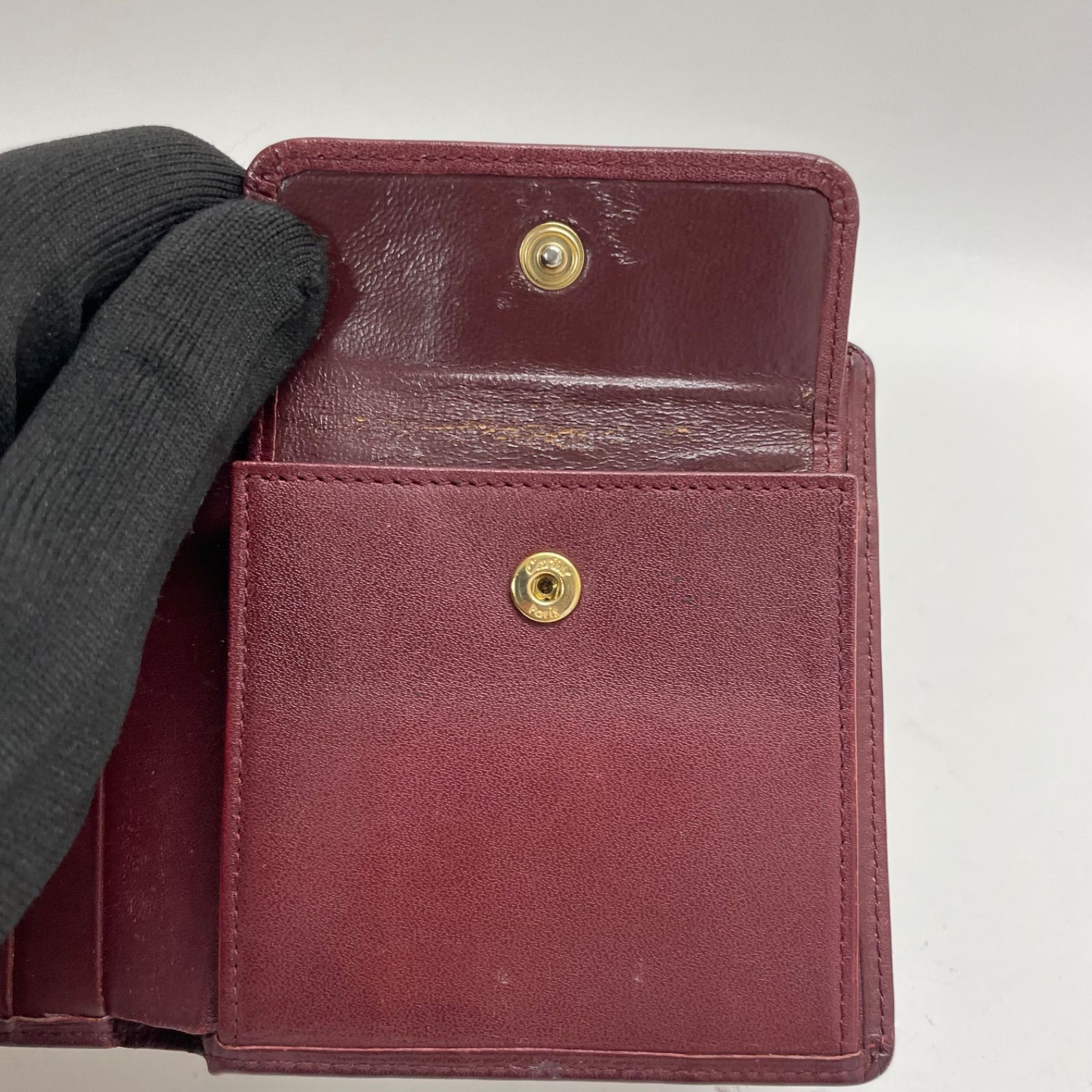 2145 Cartier カルティエ 二つ折り財布 マストライン ボルドー