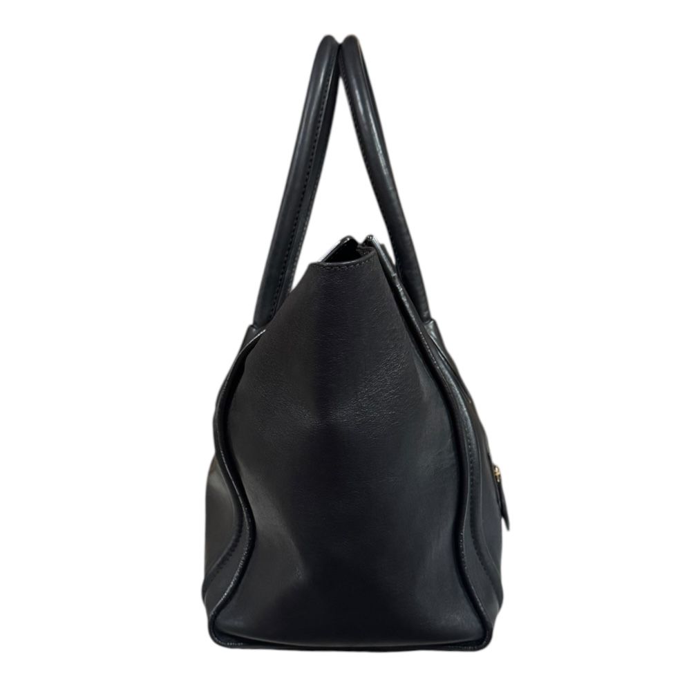 CELINE ブラックレザーハンドバッグ　MINI セリーヌ スモールリングバッグ レザー ハンドバッグ ブラック