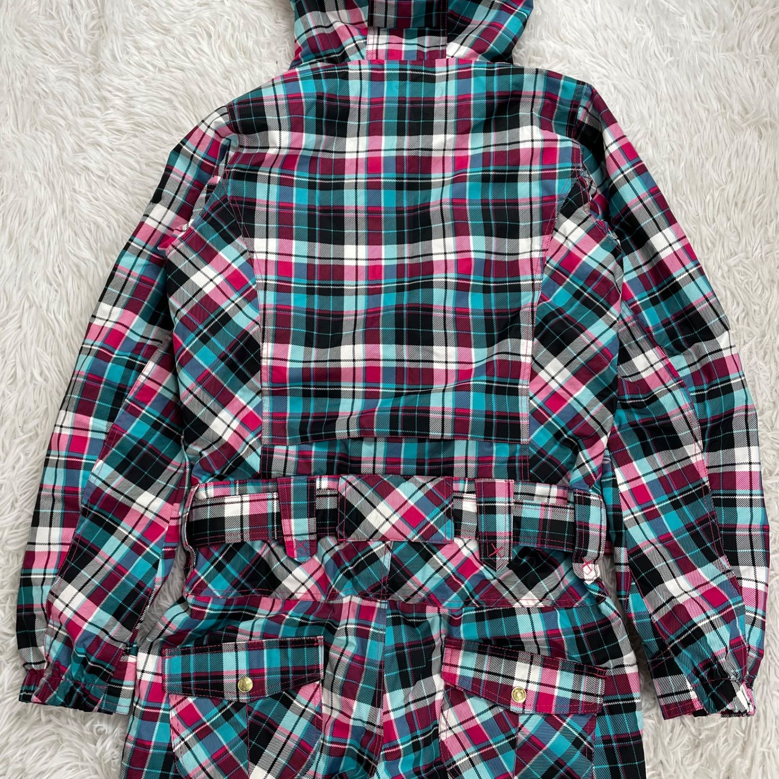 ARG スノーウェア L スキースノボウェア ツナギ ファー ジャンプスーツ オールインワン スノーボード アシックス社