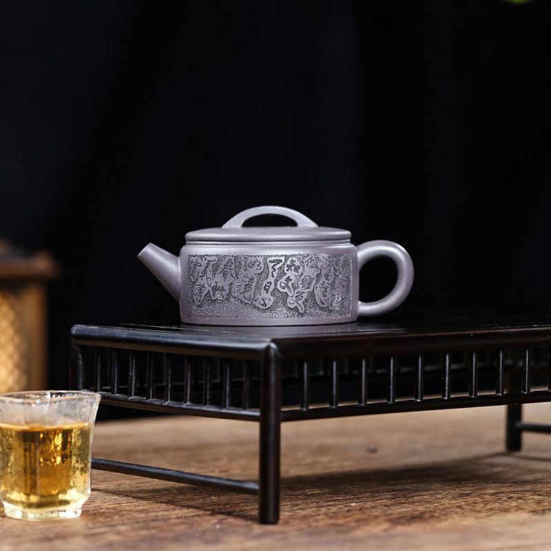 茶壷 急須 紫砂壺 ティーポット 常滑焼 紫砂茶器 唐物紫泥急須 紫砂壺急須 煎茶器 茶道具 手作り 手描き急須 極細工 朱泥紫砂 在銘 zsh93 0206