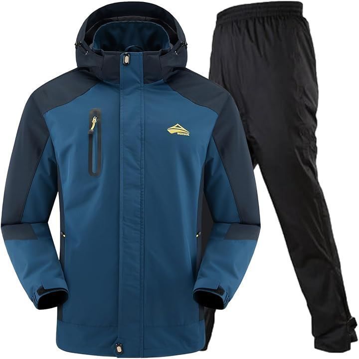 新品BENQUE(ベンケ) 大雨でも快適 アウトドアジャケット 上下セット メンズ 登山 レインウェア 釣り バイク レインパンツ マウンテンパーカー