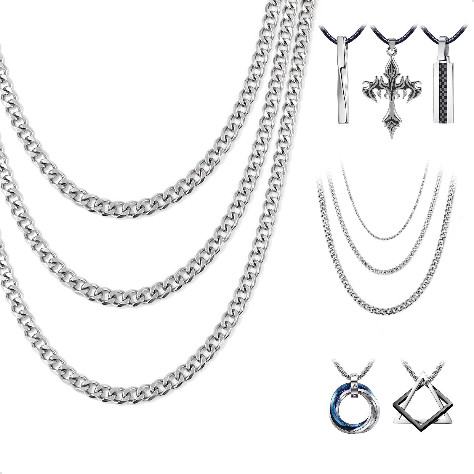 メンズ ネックレスメンズ サージカルステンレス チェーン ネックレス 5 9タイプ展開 アレンジ自由自在 簡単なお手入れ方法 モエライフ