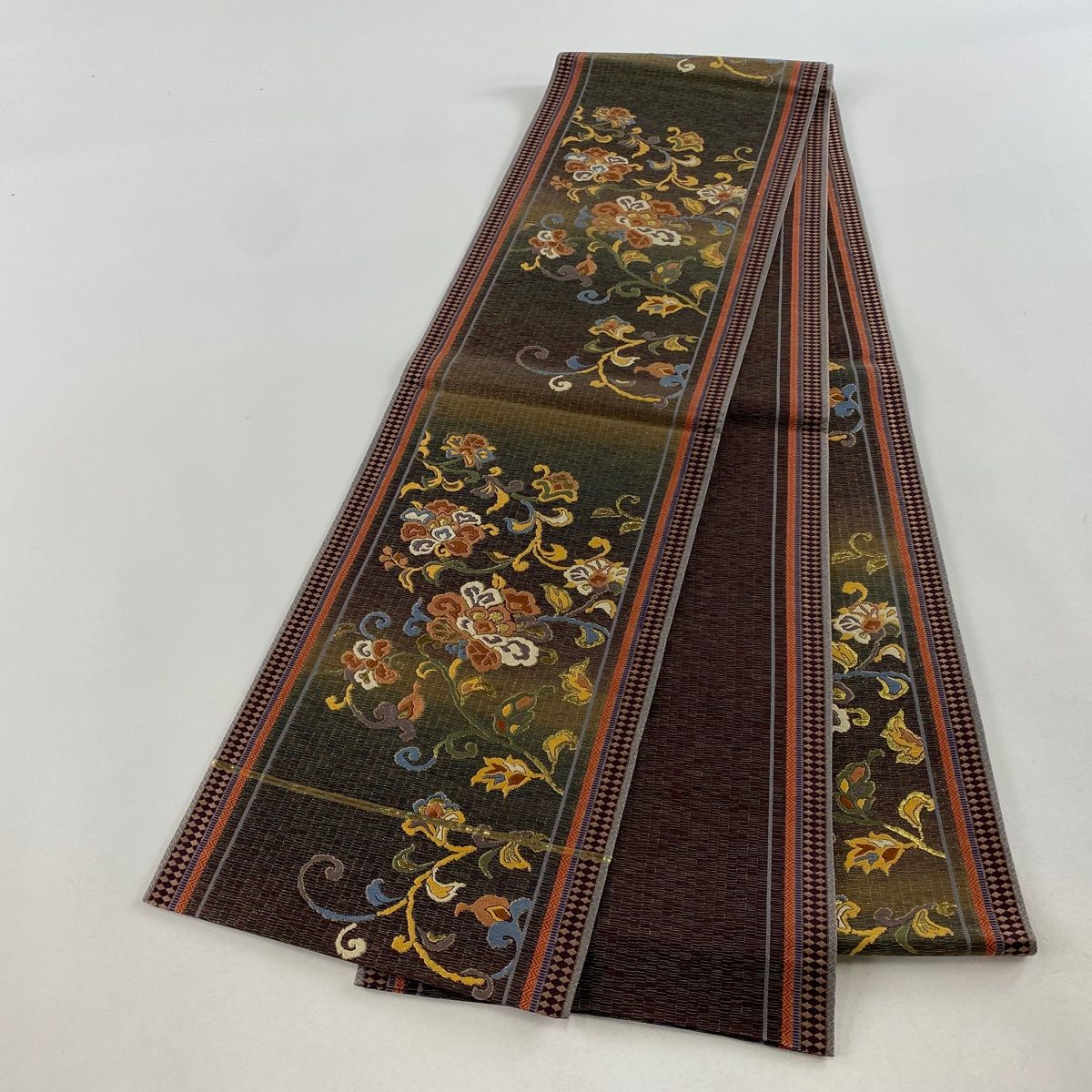 M260 山下織物　若采集　簪　櫛　六通　正絹　袋帯　未使用極美品 M260 山下織物 若采集 簪 櫛 六通 正絹 袋帯 未使用極美品