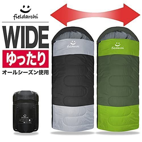 ダークグリーン 【fieldarchi】 寝袋 シュラフ ワイドサイズ コンパクト 封筒型 冬用 夏用 最低使用温度-10℃ (ダークグリーン) -  メルカリ