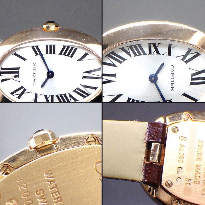 カルティエ Cartier 腕時計 ベニュワール SM W8000007 オーバル サンレイ シルバー文字盤 ローマ数字インデックス ブラウン アリゲーターレザーベルト K18PG クオーツアナログ 【中古】 カルティエ Cartier 腕時計 ベニュワール SM W8000007 オーバル