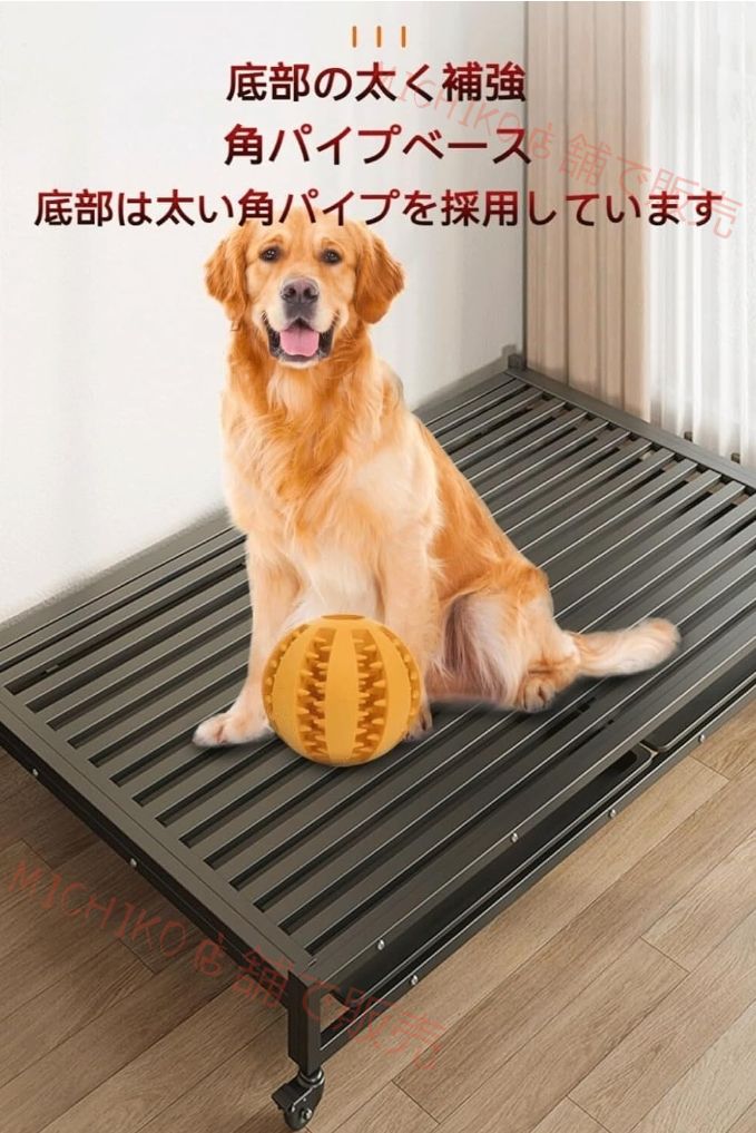 犬ゲージ 大型犬 ゲージ ペットケージ カゴ ドッグクレート 屋根付き 耐荷重100KG 折り畳み式 キャスター付き 中型犬 脱走防止 頑丈 組立簡単 屋内 屋外 ブラック 98 65 96cm