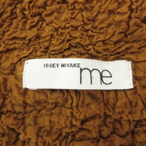 ミーイッセイミヤケ me ISSEY MIYAKE 美品 M164FD471 長袖 シャツ ボタン 無地 クシュクシュ 薄手 約M〜Lサイズ 茶 レディース ミーイッセイミヤケ me ISSEY MIYAKE 美品 M164FD471 長袖