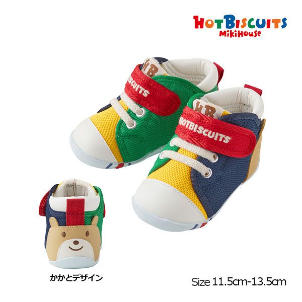 ミキハウス　ホットビスケッツ　mikihouse　かかとにお顔　ファースト　ベビーシューズ　11.5cm　マルチ（87）