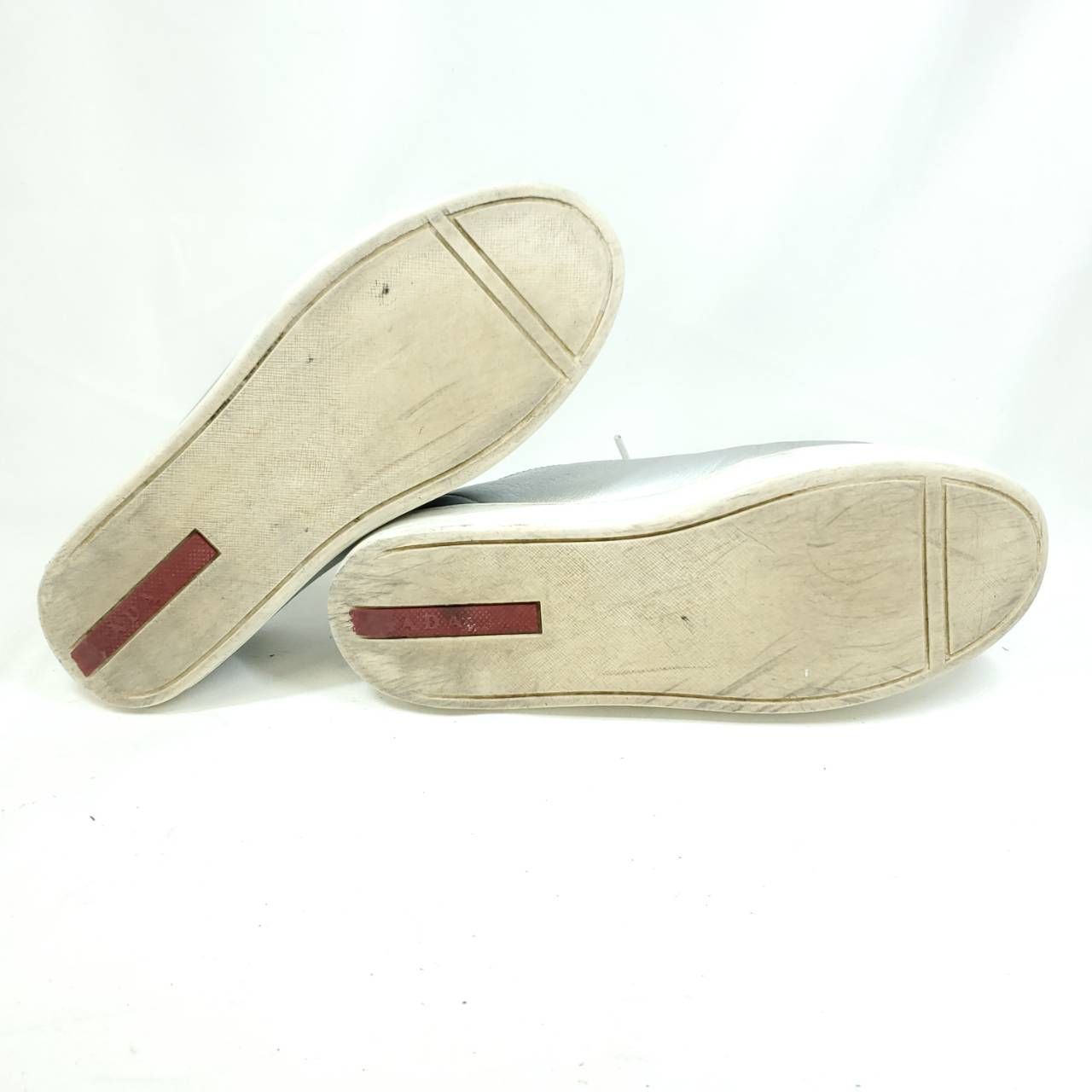 プラダ レースアップスニーカー ローカット シルバー ロゴ 36 レザー